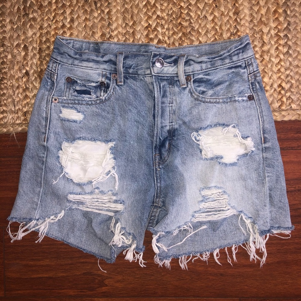 High waisted ripped shorts